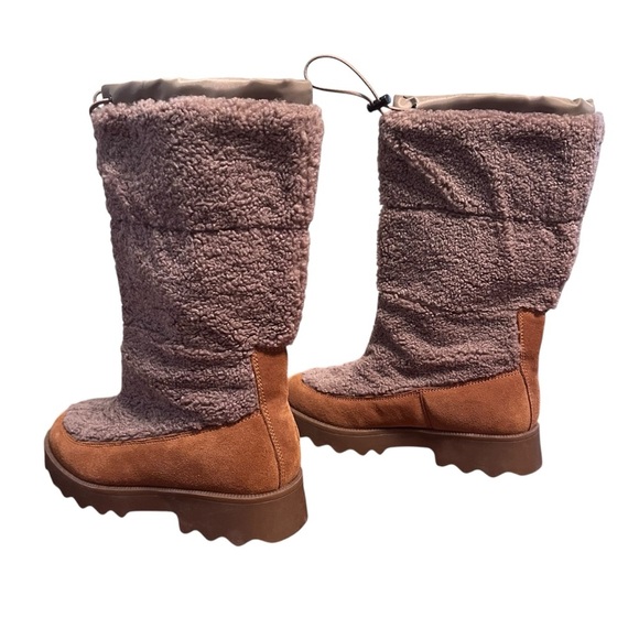 Aerosoles Schade Faux Shearling Winter Boots Size 8 Tan Suede Sherpa - Picture 5 of 7